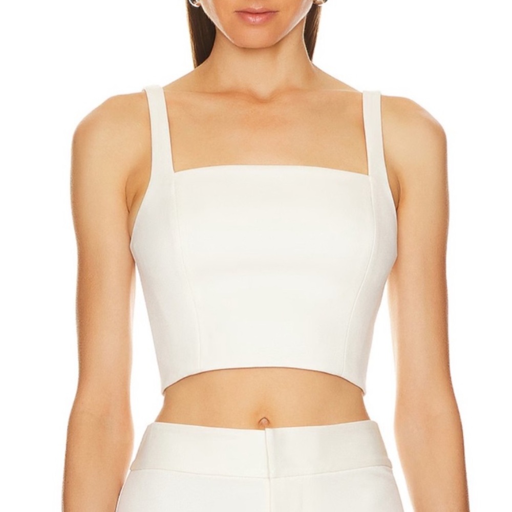 Alice & Olivia White Square Neck Tank